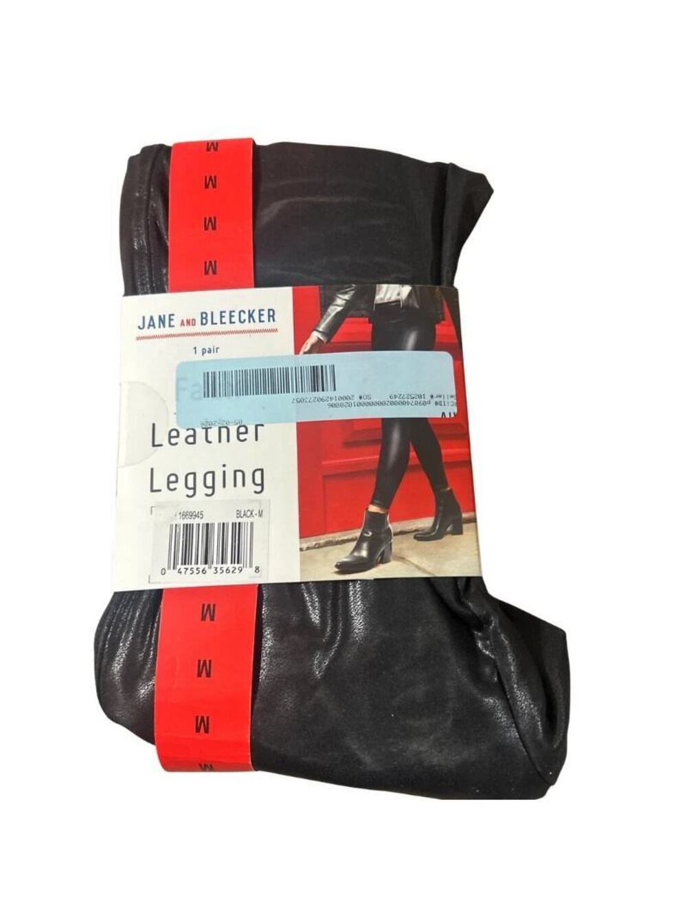 Jane & Bleecker Womens Faux Leather Leggings Black Medium Stretch New